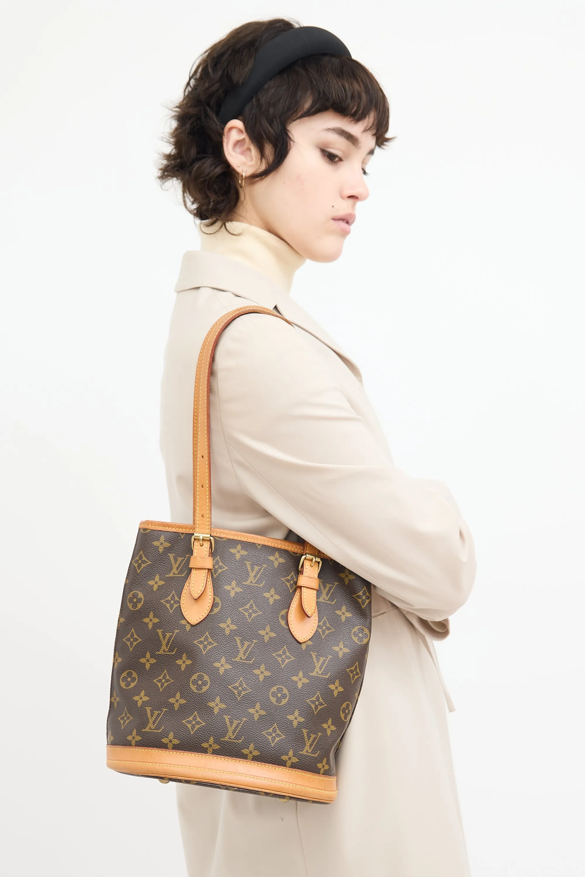 1998 Brown Monogram Petit Bucket Bag
