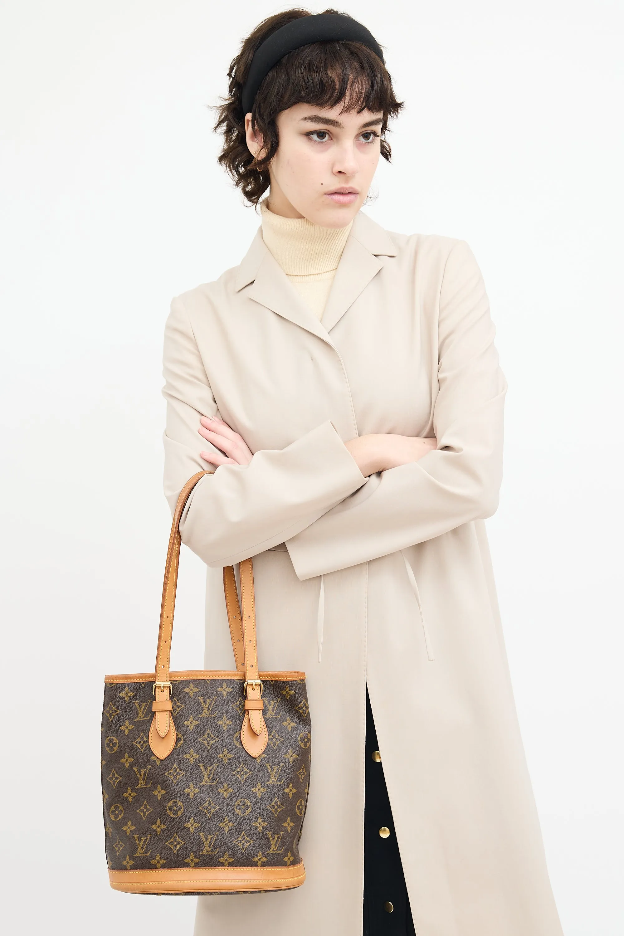 1998 Brown Monogram Petit Bucket Bag