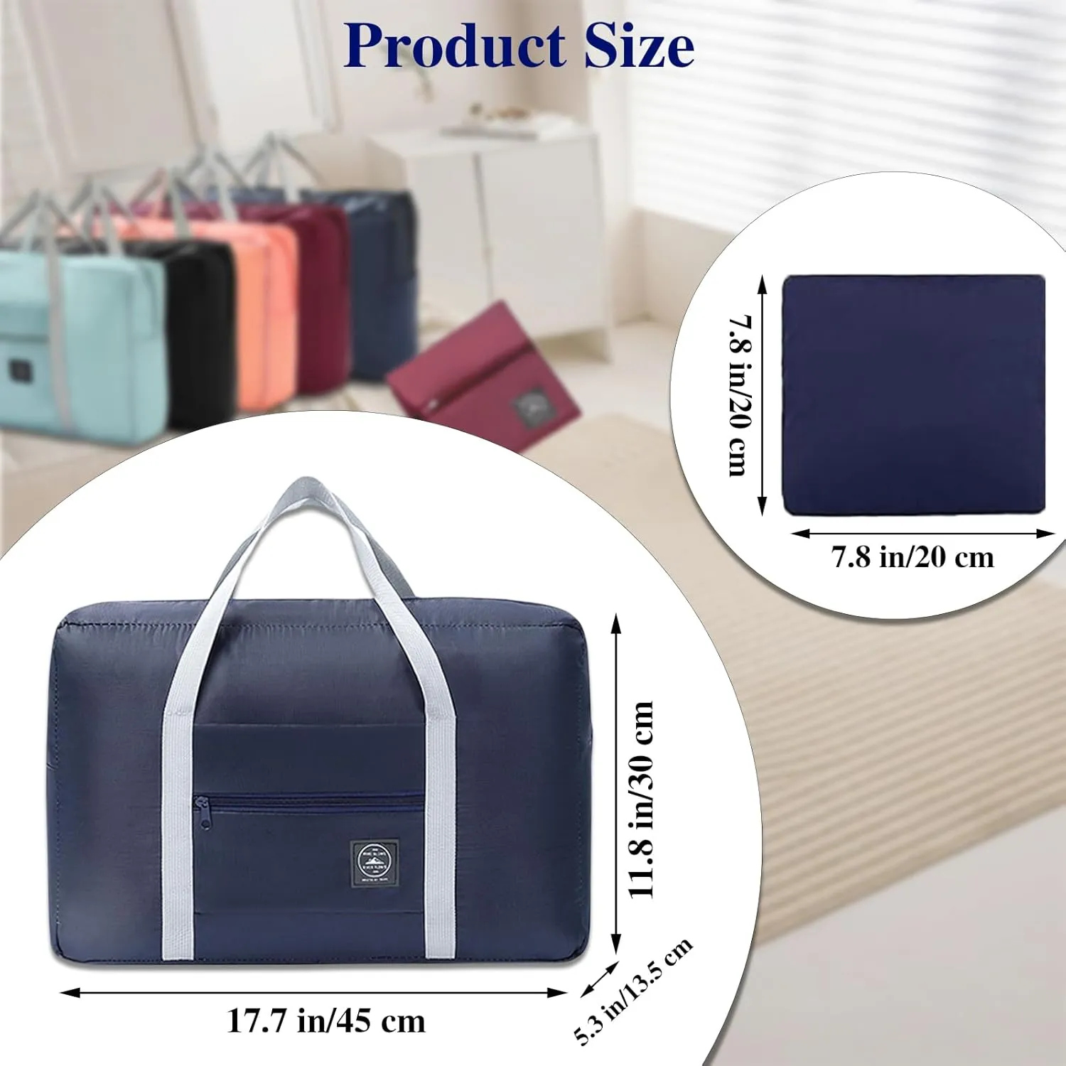 2 Pack Foldable Travel Duffel Bag with Trolley Sleeve, Lightweight Collapsible Luggage Bags for Traveling, Folding Over Night Bag, Carry on Weekender Bags for Women Men Clearance (Black)