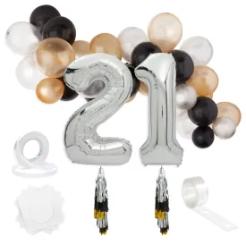 21st Birthday Party Decorations, Number 21 Balloons with Tassel Tail (39 Pieces)