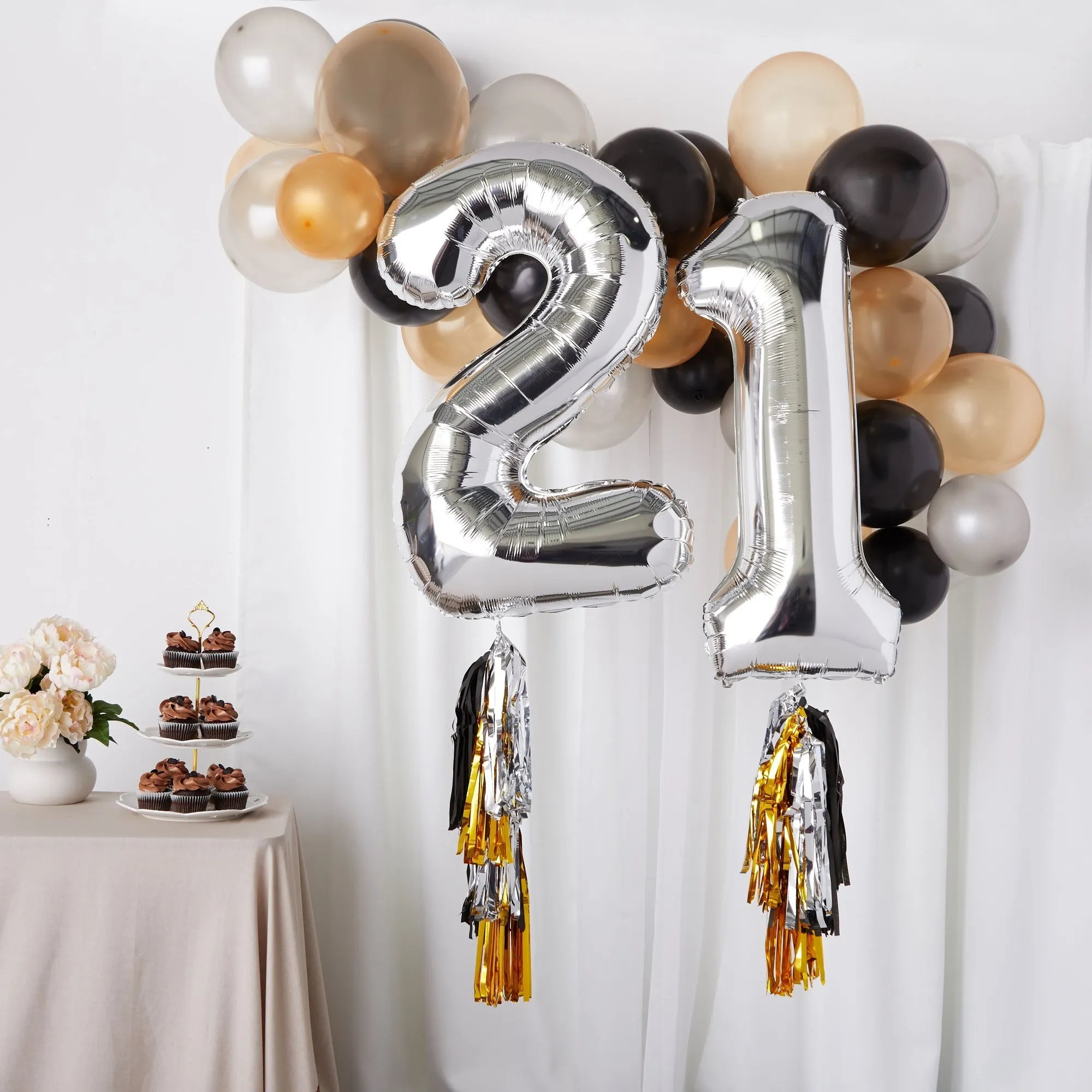 21st Birthday Party Decorations, Number 21 Balloons with Tassel Tail (39 Pieces)