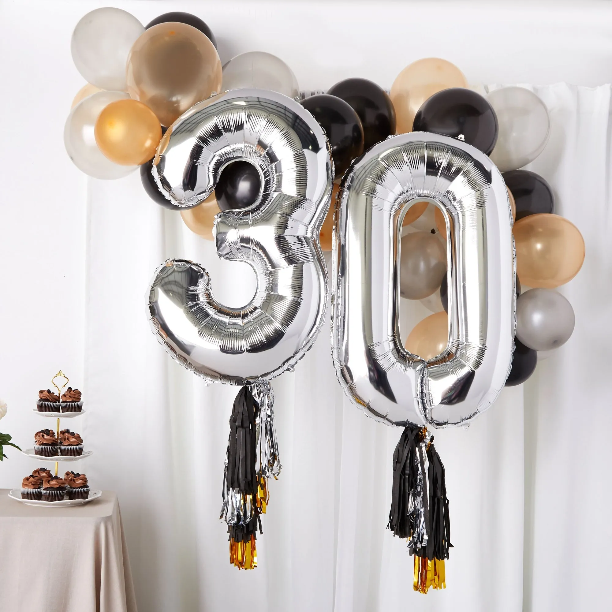 30th Birthday Party Decorations, Number 30 Balloons with Tassel Tail (39 Pieces)