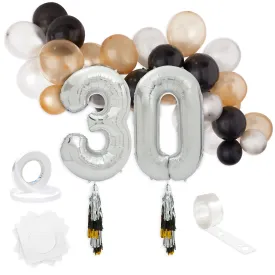 30th Birthday Party Decorations, Number 30 Balloons with Tassel Tail (39 Pieces)