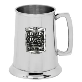 70th Birthday or Anniversary Gift 1954 Vintage Years Pewter Beer Mug Tankard