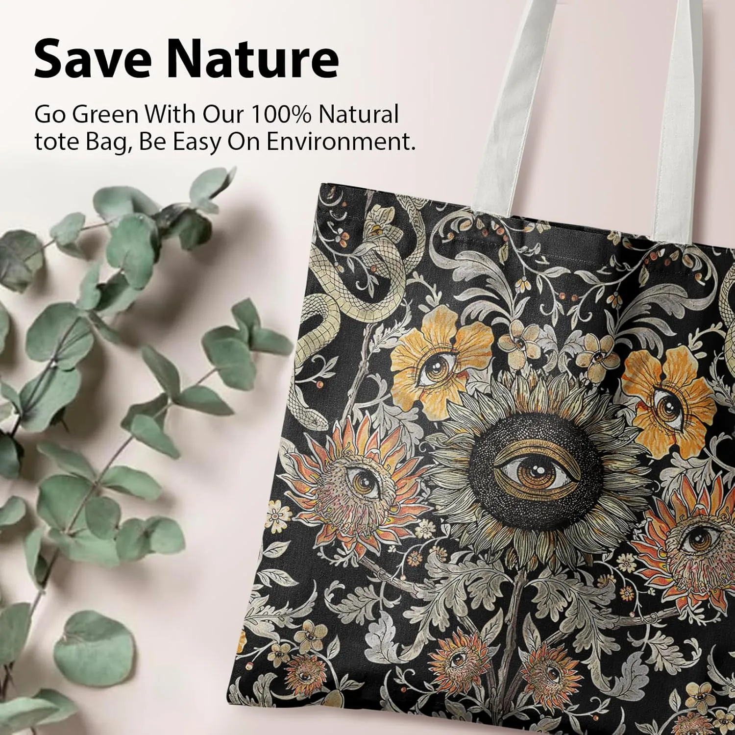 Aesthetic Goth Canvas Tote - Witchy Gothic Bag for Women, Goth Gifts