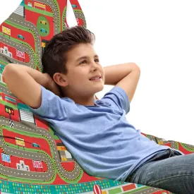 Ambesonne Car Race Track Lounger Chair Bag, Roadway Activity Car Racing Competition Facilities Bleacher Audience, High Capacity Storage with Handle Container, Lounger Size, Multicolor