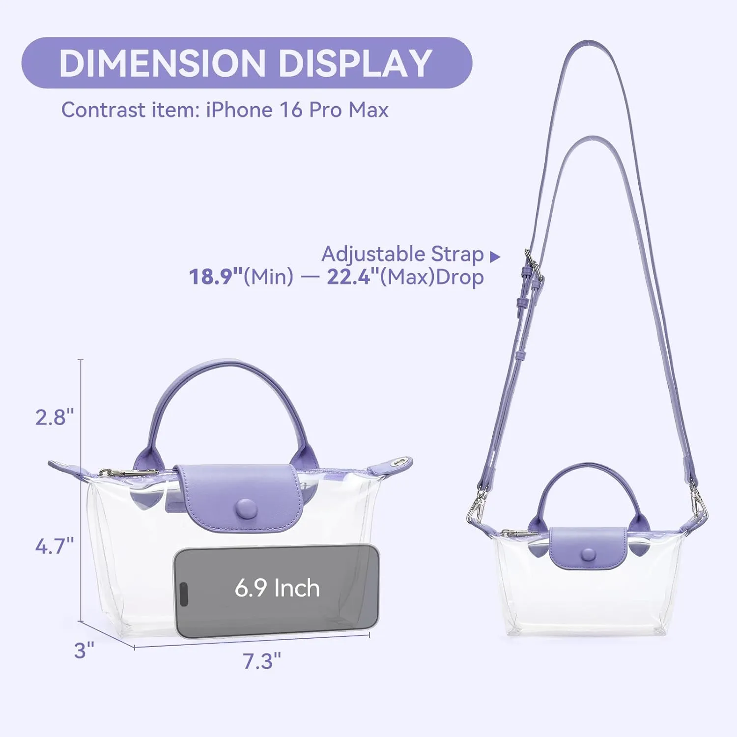BOSTANTEN Clear Bag for Stadium Approved Small Crossbody Purse Handbags for Concerts Sports Events