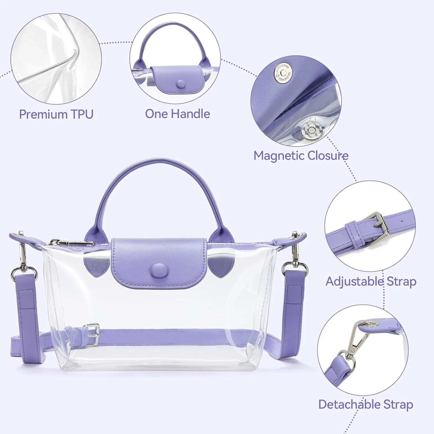 BOSTANTEN Clear Bag for Stadium Approved Small Crossbody Purse Handbags for Concerts Sports Events