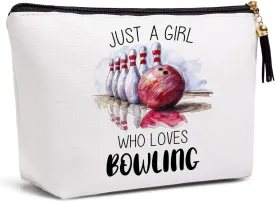 Bowling Gifts for Women Makeup Bag, Bowling Party Favors, Gifts for Bowling Lovers, Funny Bowling Accessories Gifts for Women Sisters Besties Daughter Waterproof PU Leather Bowling Cosmetic Bag