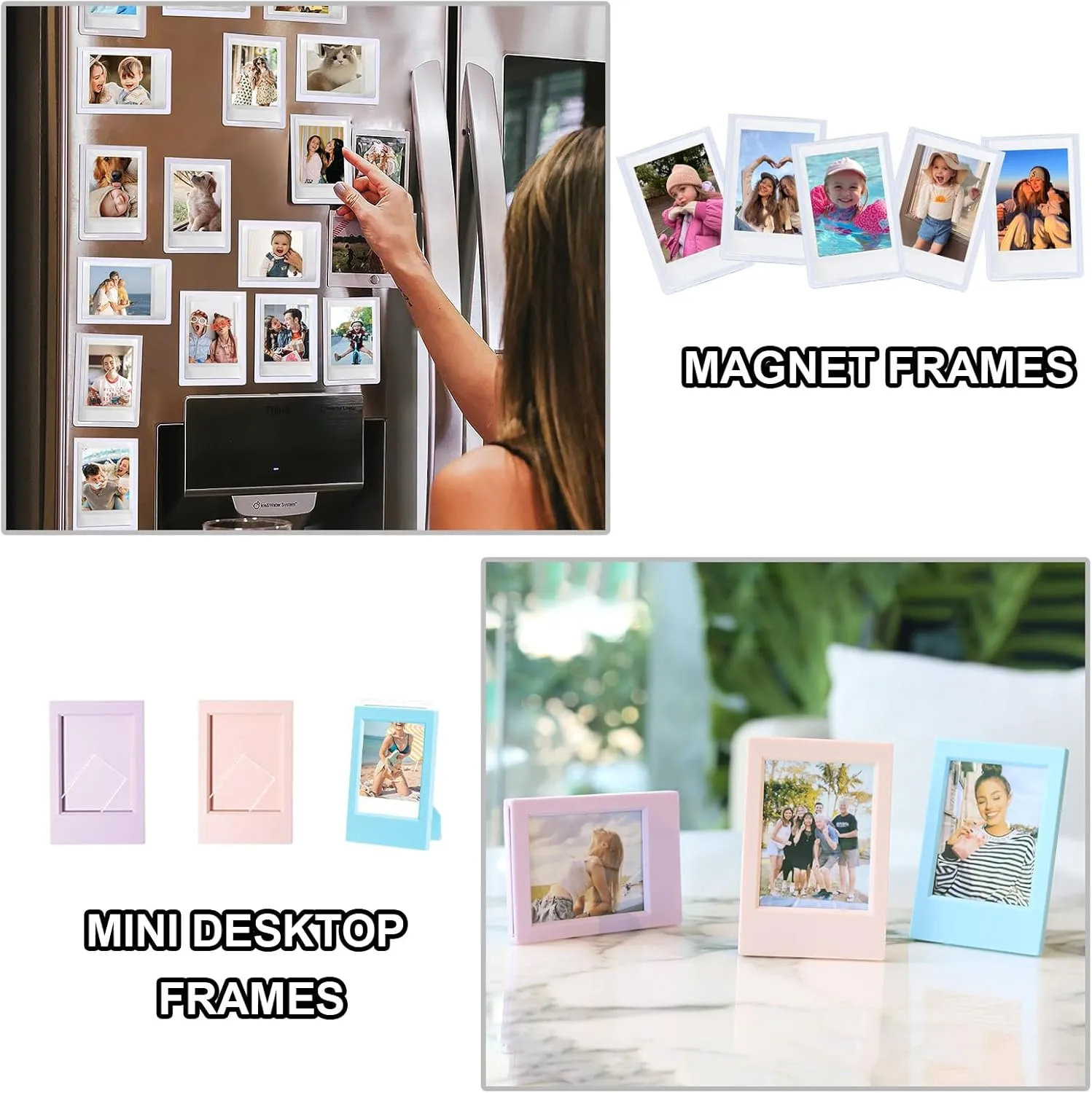 CAIYOULE Accessories for Fujifilm Instax Mini SE/7 /7c/7s Instant Camera Case Mini Film Album Photo Frames DIY Stickers Selfie Mirror Assist Circle Bundle Include PU Leather Bag-Pink (No Camera)
