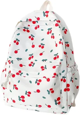 Cherry Backpack Large Capacity Aesthetic Backpack Cute Kawaii Japanese Y2k Backpack Cottagecore Laptop Bag with Cute Accessories