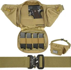 Concealed Carry Fanny Pack, Quick-Release Metal-Buckle Tactical Fanny Pisto Pack for Men, Military Molle Pistol Waist Bag