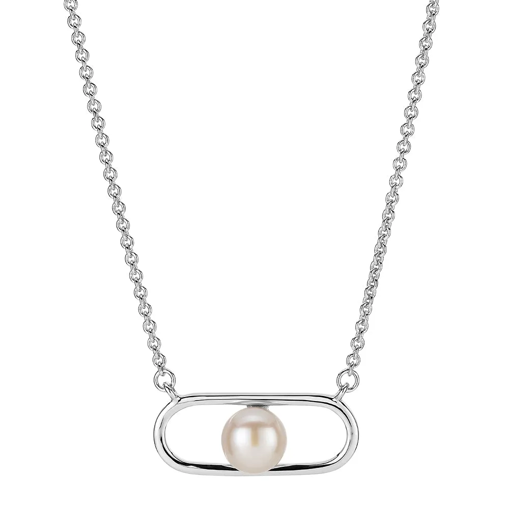 Cultured freshwater pearl necklace in sterling silver