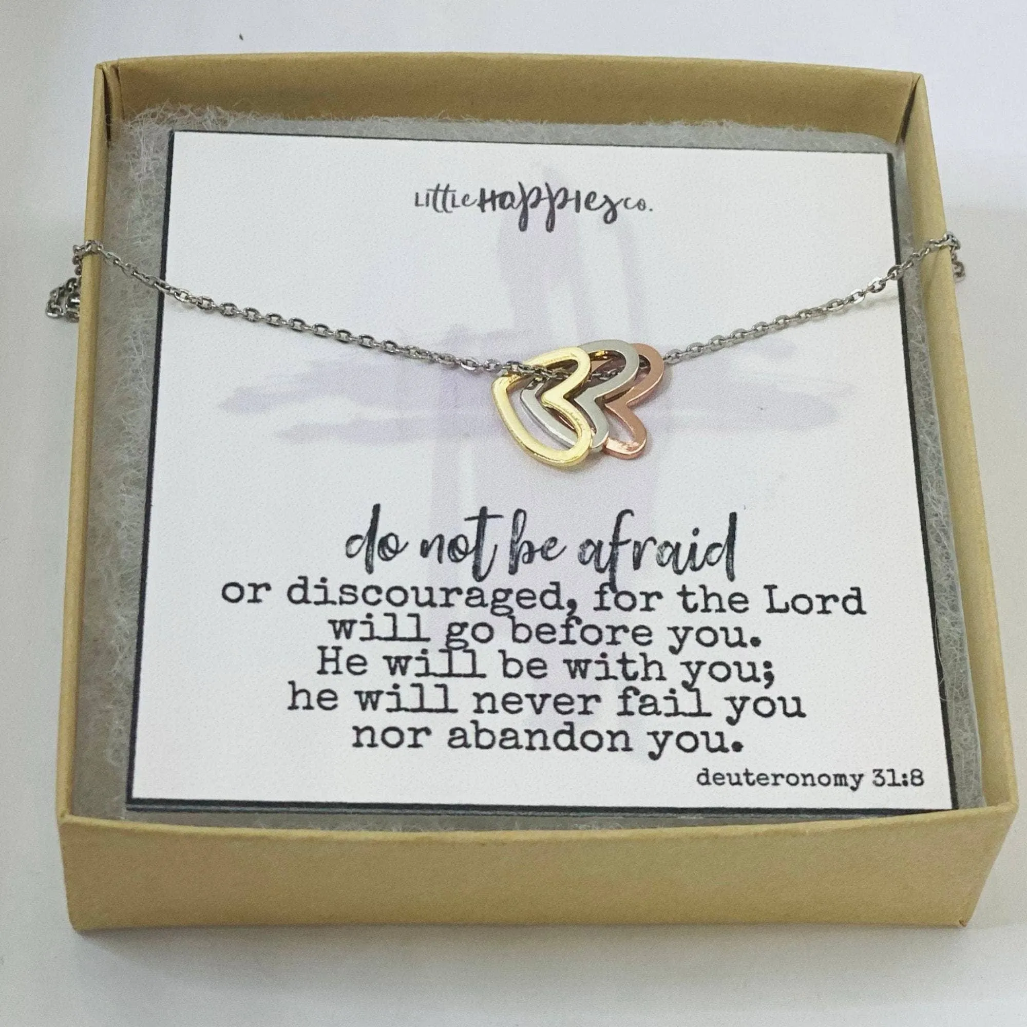 Deuteronomy 31:8 Necklace: Gold