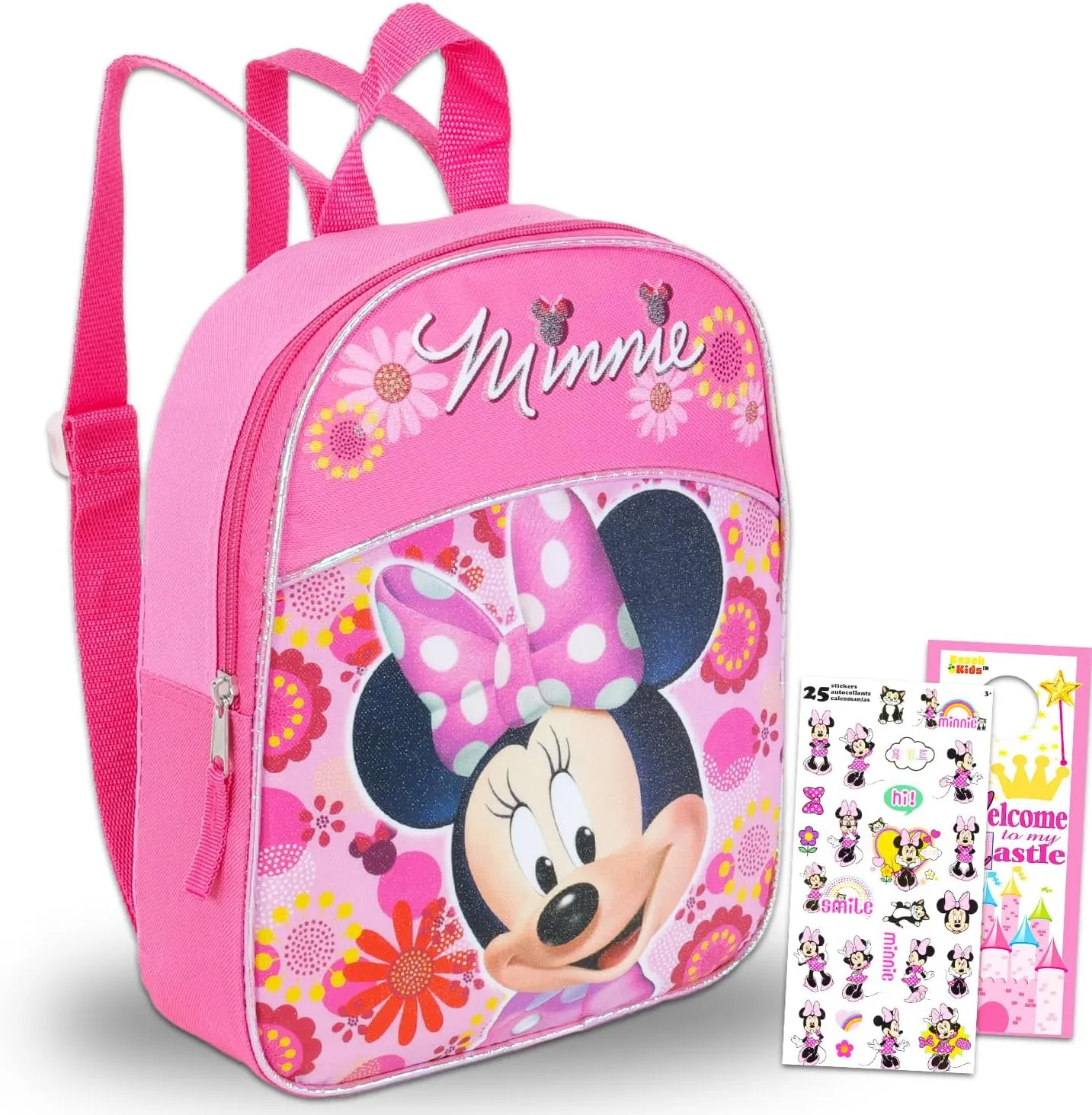 Disney Minnie Mouse 11" Mini Toddler Pre-School Backpack Bundle with Stickers and More | Minnie Mouse Backpack Set