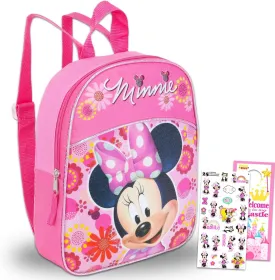 Disney Minnie Mouse 11" Mini Toddler Pre-School Backpack Bundle with Stickers and More | Minnie Mouse Backpack Set