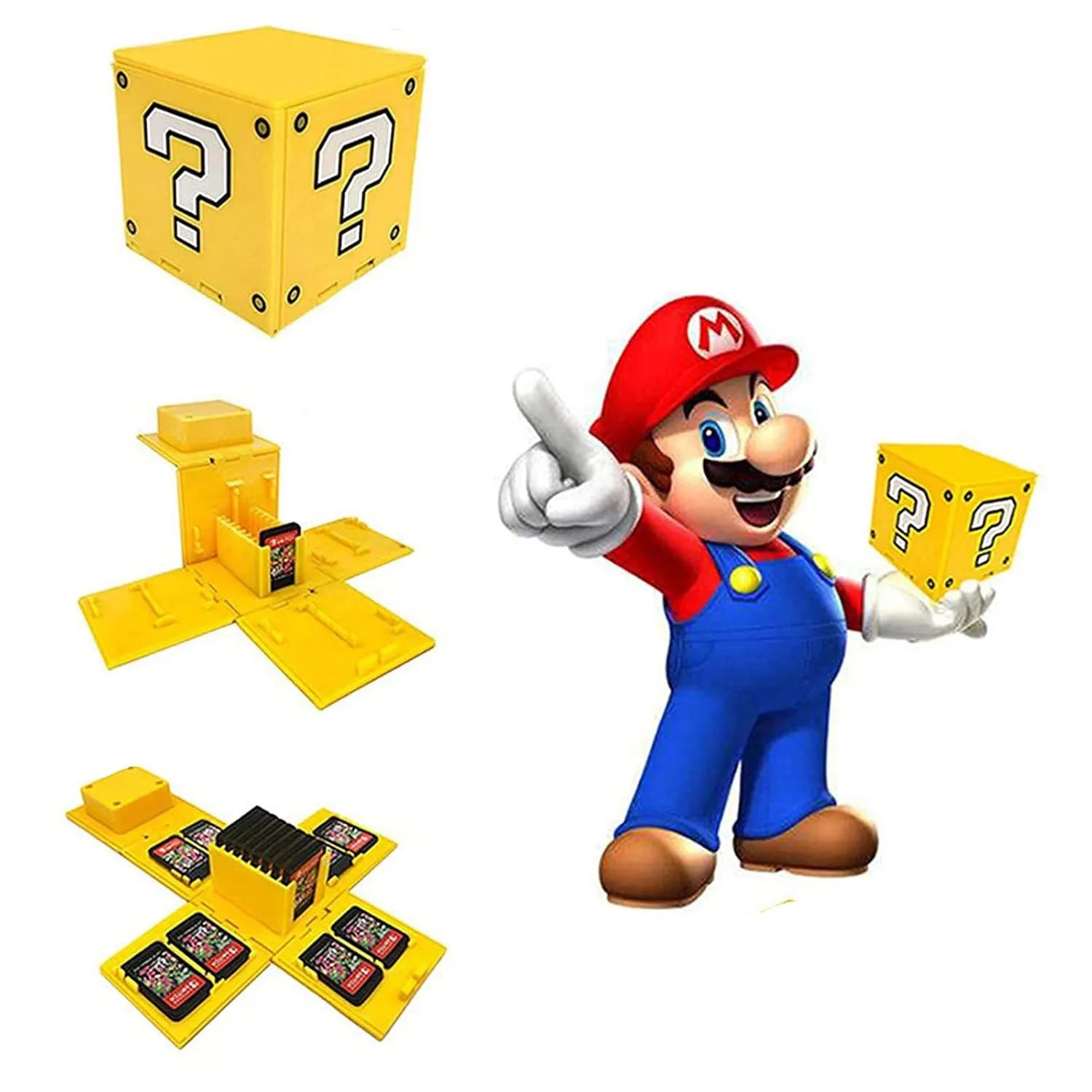 doepeBAE Games Storage Case Compatible for Nintendo Switch - Video Game Card Holde Protective Storage System Game Card Organizer Travel Container Box Hard Shell with 16 Game Card Slots (Q Yellow 16)