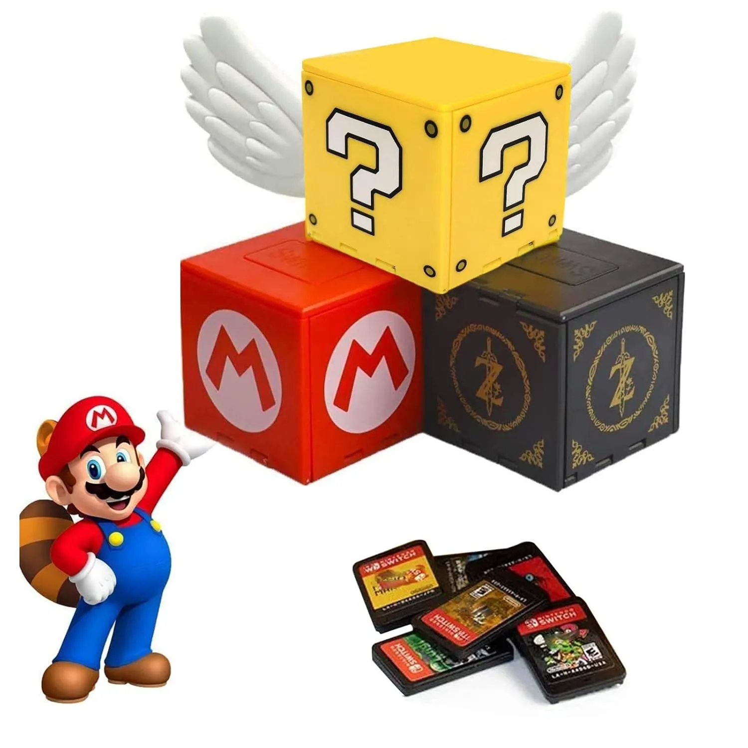 doepeBAE Games Storage Case Compatible for Nintendo Switch - Video Game Card Holde Protective Storage System Game Card Organizer Travel Container Box Hard Shell with 16 Game Card Slots (Q Yellow 16)