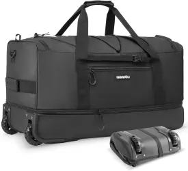 Fanwoli 32'' Rolling Duffel Bag with 2 Wheels - No-Sag Design for Heavy Loads, Expandable 100L-120L Carry on Luggage with Lock, Waterproof Foldable Lightweight for Travel, Camping,Moving