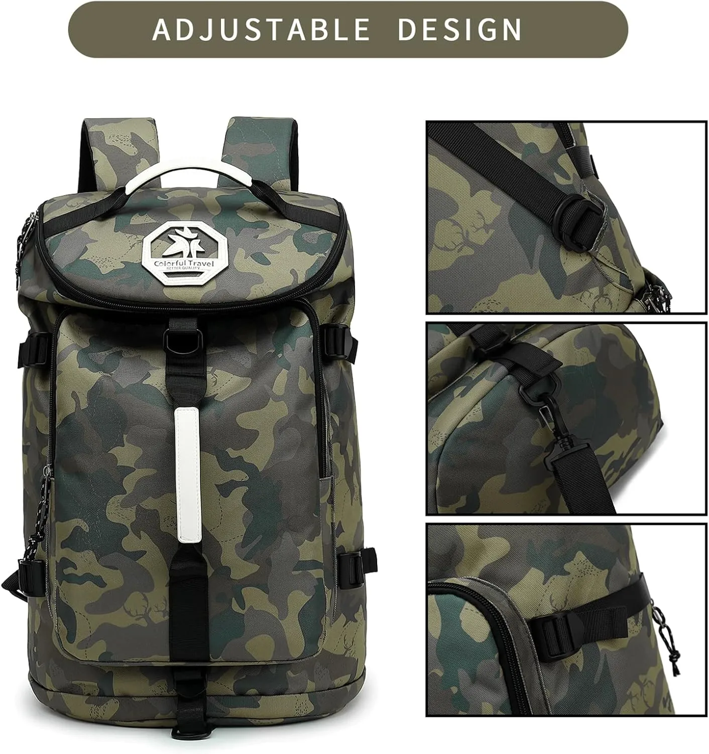 Floral gym duffel bag backpack, fashion wrestling bag,with shoe compartment, 4 kinds of back method waterproof travel sports walking laptop Lightweight (A-Camouflage)
