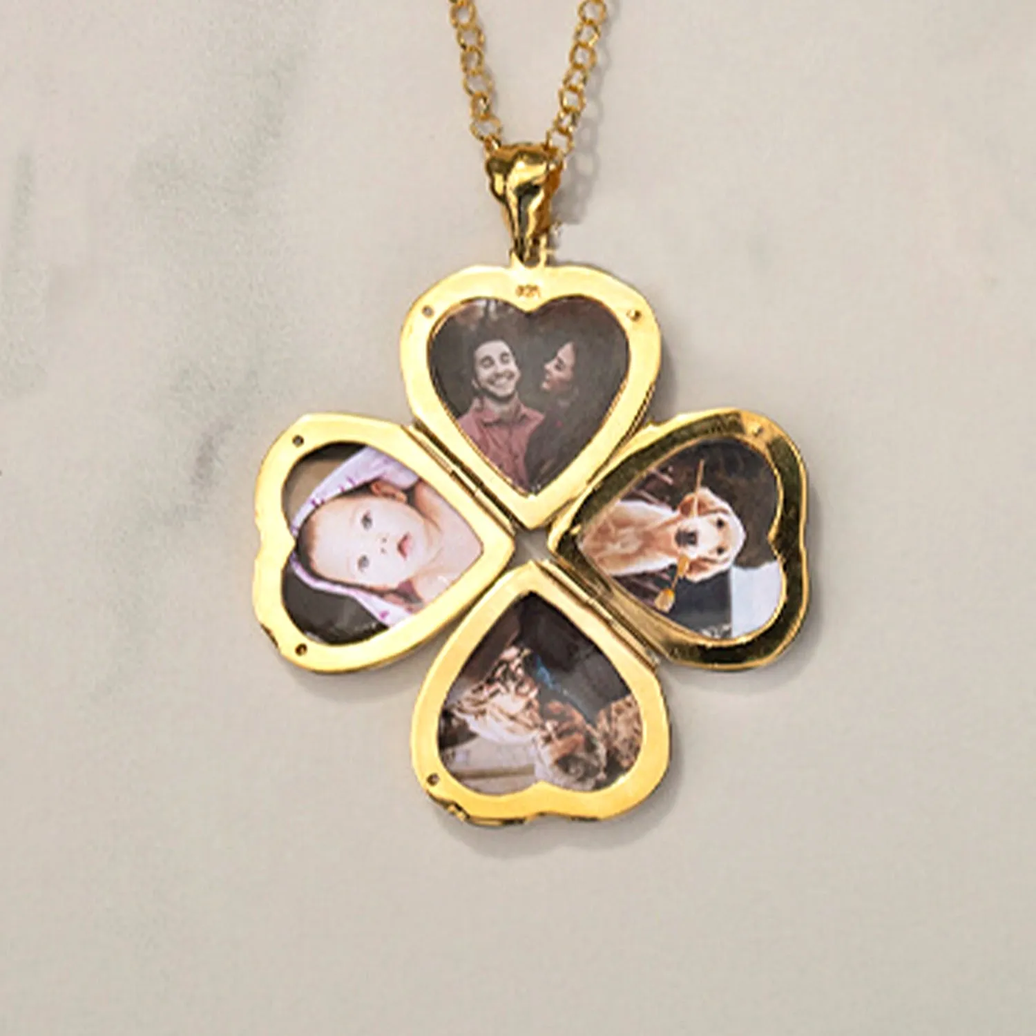Four Picture Heart Locket | Gold