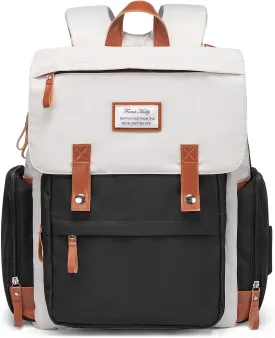 Frank Mully Diaper Bag Backpack Large Multifunction Travel Baby Bag for Mom Dad Black White