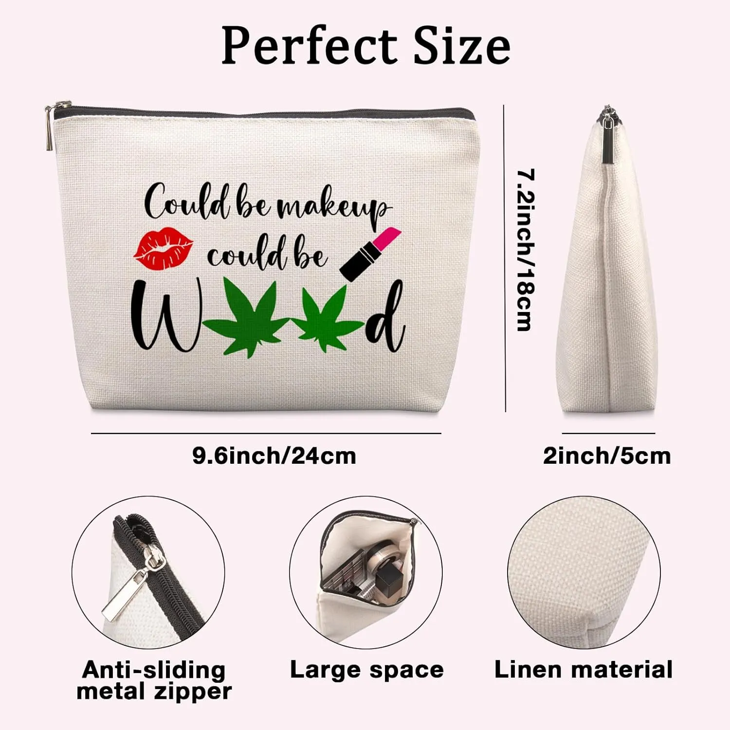 Fun Birthday Gifts for Women, Farewell & Friendship Gifts - Cosmetic Bag with Funny Leaf Design
