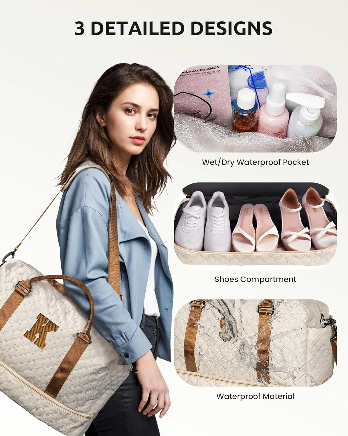 Gifts for Granddaughter-Girl Duffle Bag with Shoe Compartment, Personalized Girl Weekender Bag, Monogram Overnight Bag, Letter Travel Bag with Makeup BagDaughter Friend Gifts (Letter S)