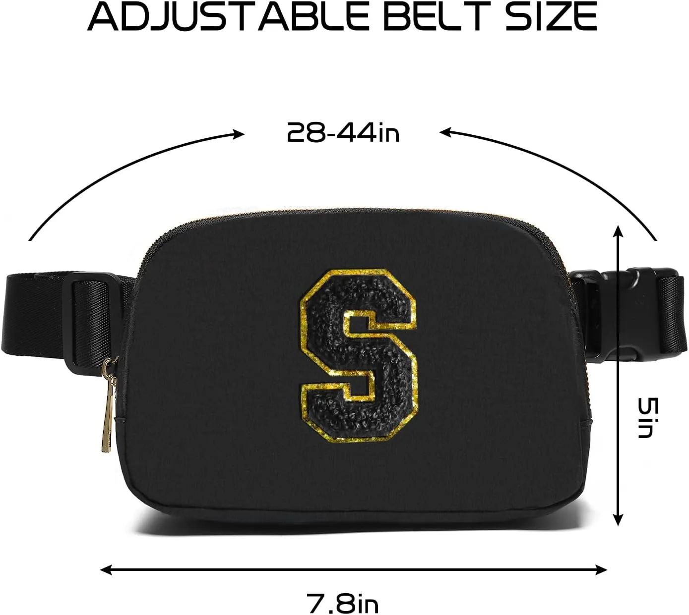 Gitus Belt Bag Fanny Pack Crossbody Bags with Initial Letter Patch Gifts for Wife Older Women Mother Coworker Bridesmaid Anniversary Travel Gifts Beach Gifts (Black-S)