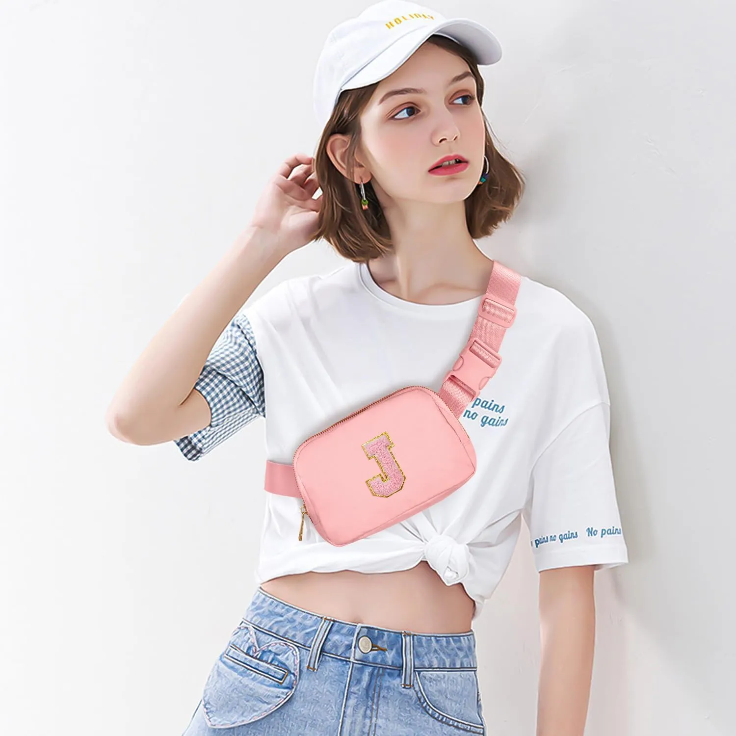 Gitus Customizable Gifts for Girls Age 6-8 8-10 Belt Bag Fanny Pack with Initial for Girls Birthday Gifts for Teenager Girls Teen Girl Gifts Trendy Stuff Light Pink-J