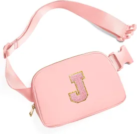 Gitus Customizable Gifts for Girls Age 6-8 8-10 Belt Bag Fanny Pack with Initial for Girls Birthday Gifts for Teenager Girls Teen Girl Gifts Trendy Stuff Light Pink-J