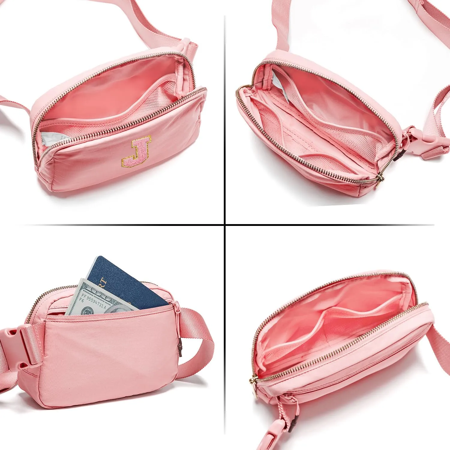 Gitus Customizable Gifts for Girls Age 6-8 8-10 Belt Bag Fanny Pack with Initial for Girls Birthday Gifts for Teenager Girls Teen Girl Gifts Trendy Stuff Light Pink-J