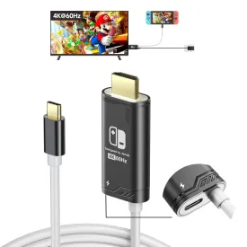 JINGDU 4K@60Hz USB C to HDMI Cable for Nintendo Switch NS/OLED/Steam Deck/ROG Ally, 2m/6.6FT, Portable USB-C to HDMI Cord Replaces The Original Switch Dock for TV Screen Mirroring, Black