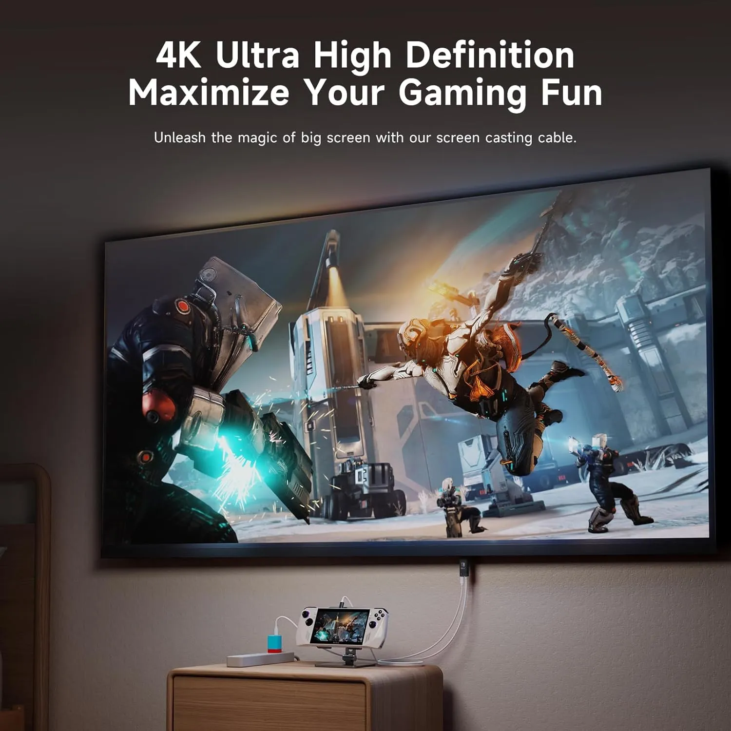 JINGDU 4K@60Hz USB C to HDMI Cable for Nintendo Switch NS/OLED/Steam Deck/ROG Ally, 2m/6.6FT, Portable USB-C to HDMI Cord Replaces The Original Switch Dock for TV Screen Mirroring, Black