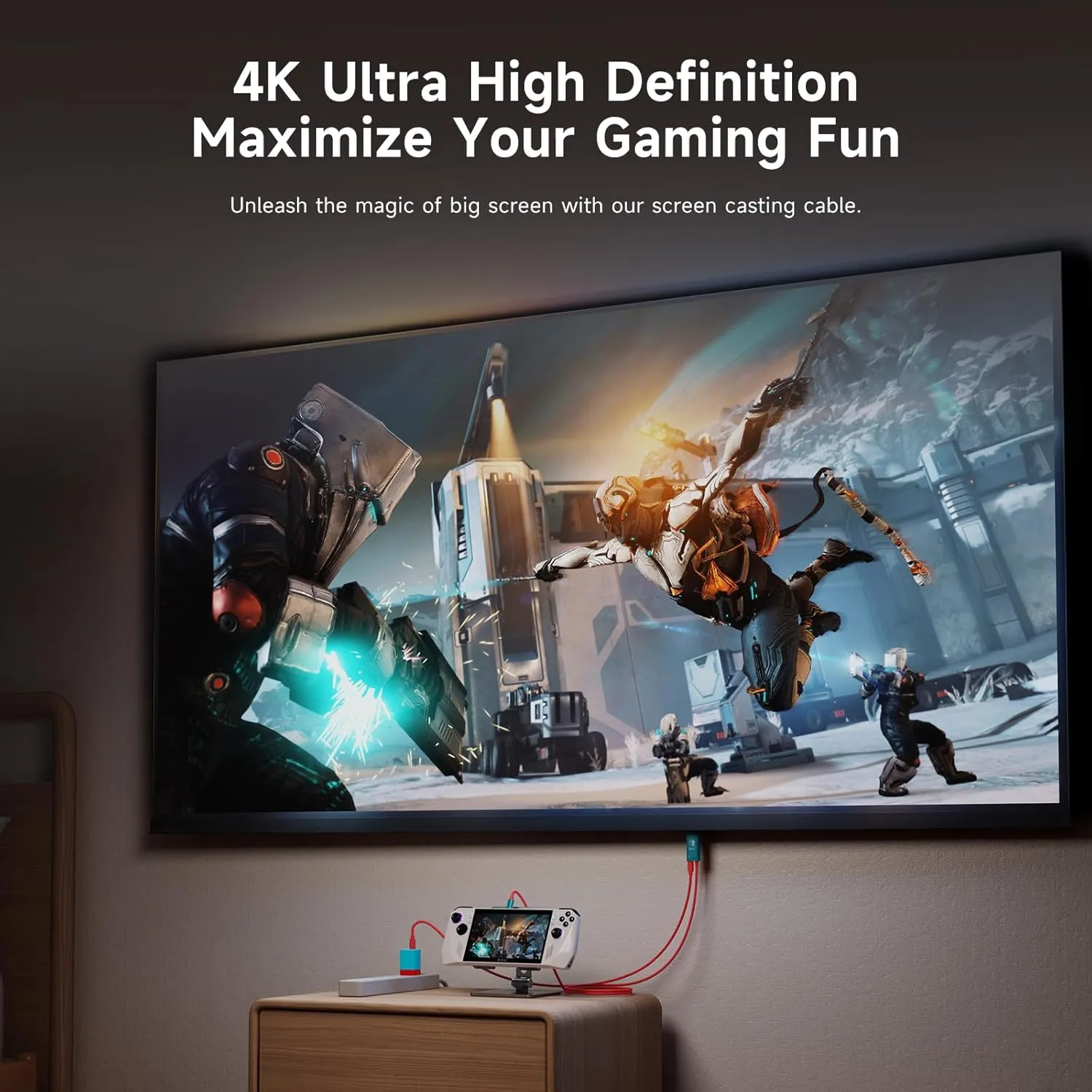 JINGDU 4K@60Hz USB C to HDMI Cable for Nintendo Switch NS/OLED/Steam Deck/ROG Ally, 2m/6.6FT, Portable USB-C to HDMI Cord Replaces The Original Switch Dock for TV Screen Mirroring, Blue