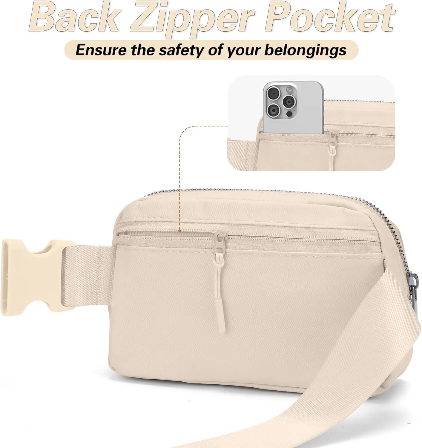 JSJ Mini Fanny Pack for Women & Men,Valentines Day Gifts for Girls Teens Kids Daughter Sister Her,Trendy Stuff Crossbody Bags Cute Everywhere Belt Bags.(Creamy)