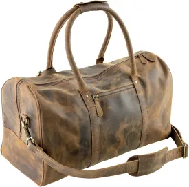 Leather Duffle Bag for Men & Women - Buffalo Leather Bag - Rustic Weekender Bag