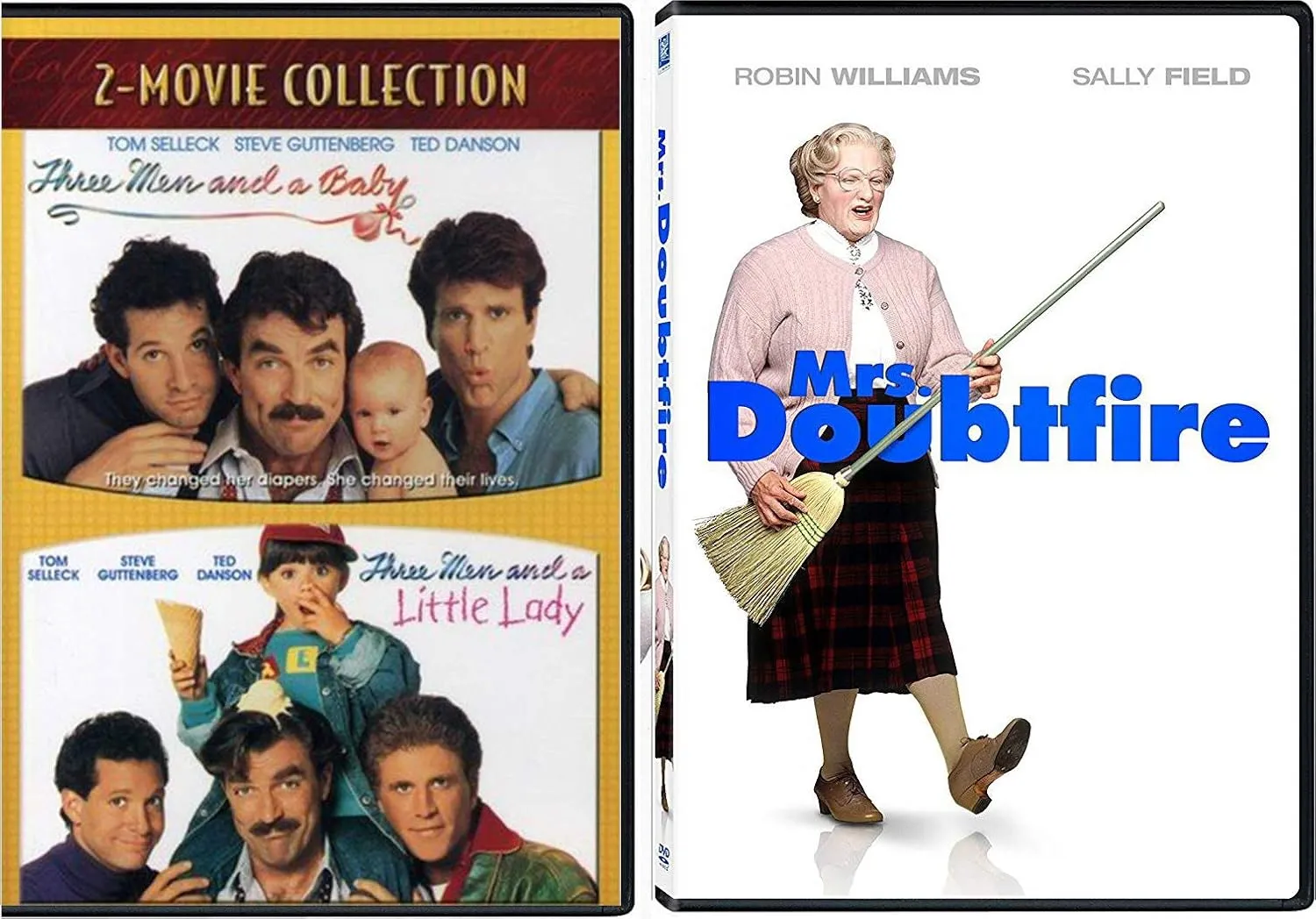Men & Diapers Comedy Mrs. Doubtfire & Three Men & A Baby   Little Lady 3-Movie Collection DVD Robin Williams & Ted Danson Bundle Feature Family Set