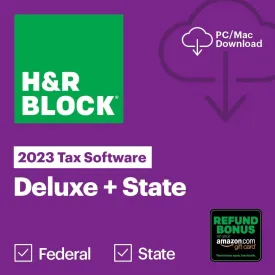 (Old Version) H&R Block Tax Software Deluxe   State 2023 with Refund Bonus Offer (Amazon Exclusive) (PC/MAC Download)