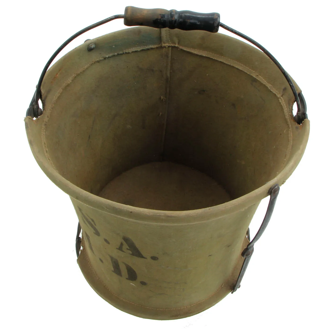 Original U.S. WWII Medical Department Folding Canvas Water Bucket by Handy Folding Pail Co. New York