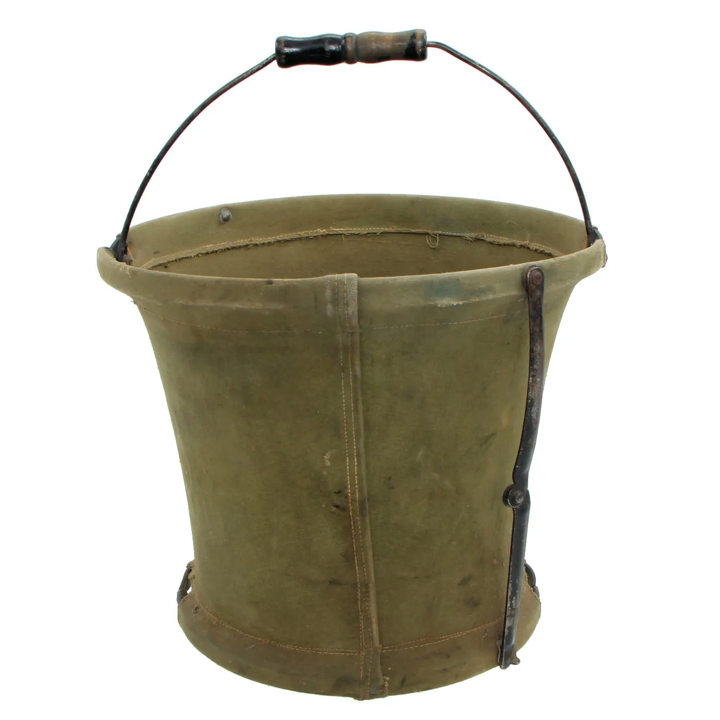 Original U.S. WWII Medical Department Folding Canvas Water Bucket by Handy Folding Pail Co. New York