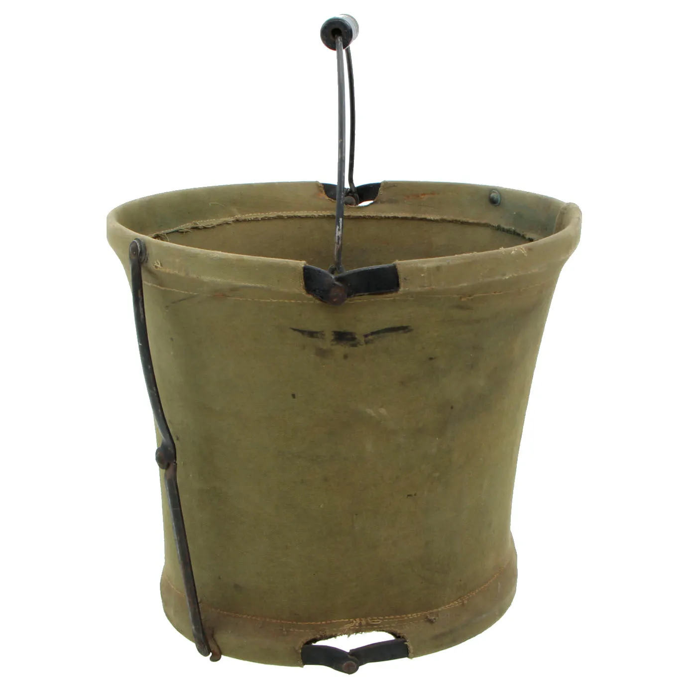 Original U.S. WWII Medical Department Folding Canvas Water Bucket by Handy Folding Pail Co. New York