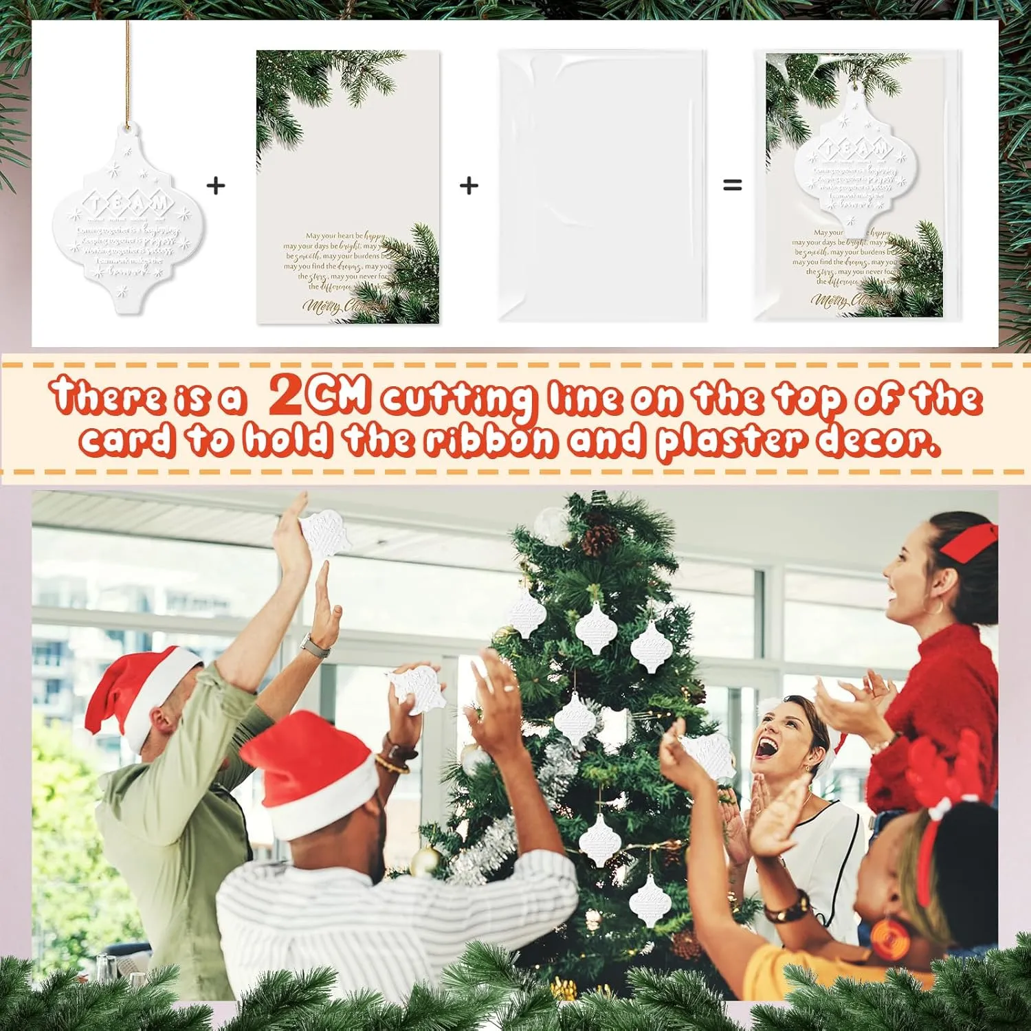 Sieral 12 Set Christmas Thank You Gifts Bulk Flat Lantern Sign Hanging Ornament for Xmas Trees with Christmas Card Gift and Bag for Office Team Coworker Nurse Teacher Volunteer (Team)