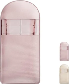Space Saving Hanging Garment Bag with Self Compression Zipper, Space Saver Closet Organizers, Dust Cover Clothes Bags for Down Coat, Jackets, Shirts and Sweater (Pink, XL)
