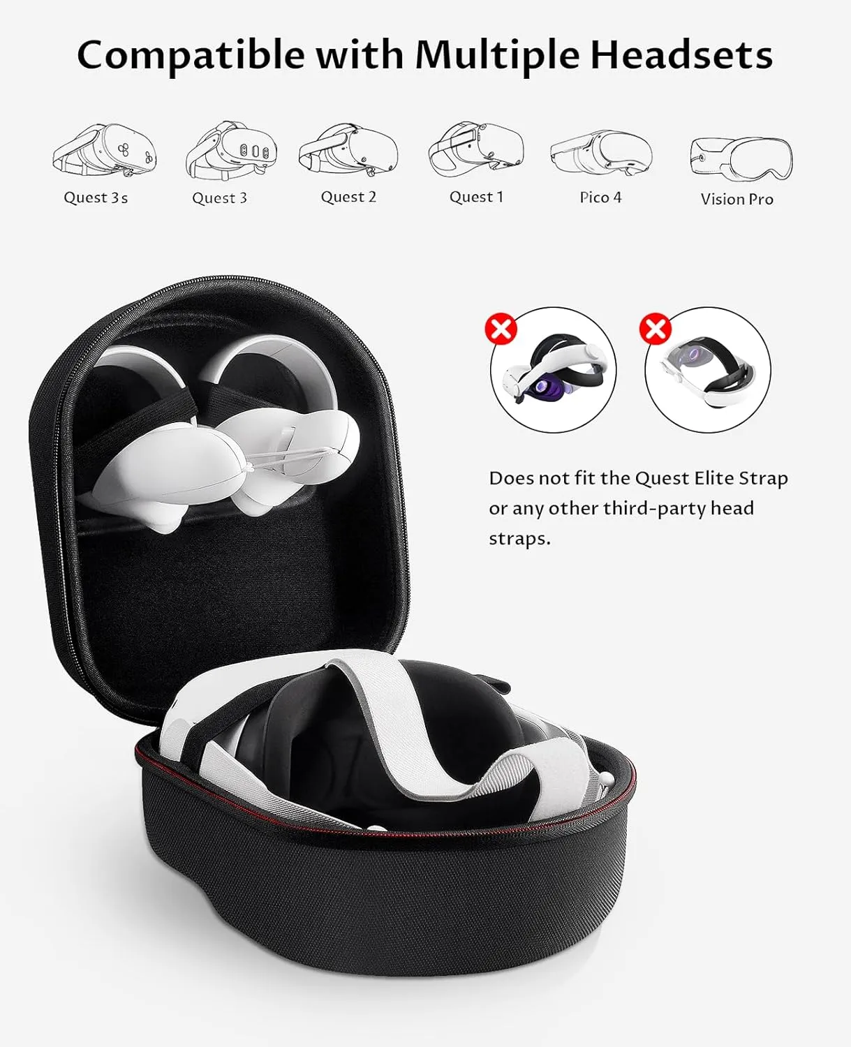 VORI Case for Meta Quest 3/Quest 3S/Oculus Quest 2 Accessories/Vision Pro/Pico 4, Fit Official Original, with Len Protector, Portable Hard Carrying Case for Meta Quest
