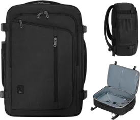 WANDF Expandable 17 Inch Laptop Travel Backpack For Spirit Airlines Personal Item Bag 18x14x8 with Wet Pocket for Men WomenBlack