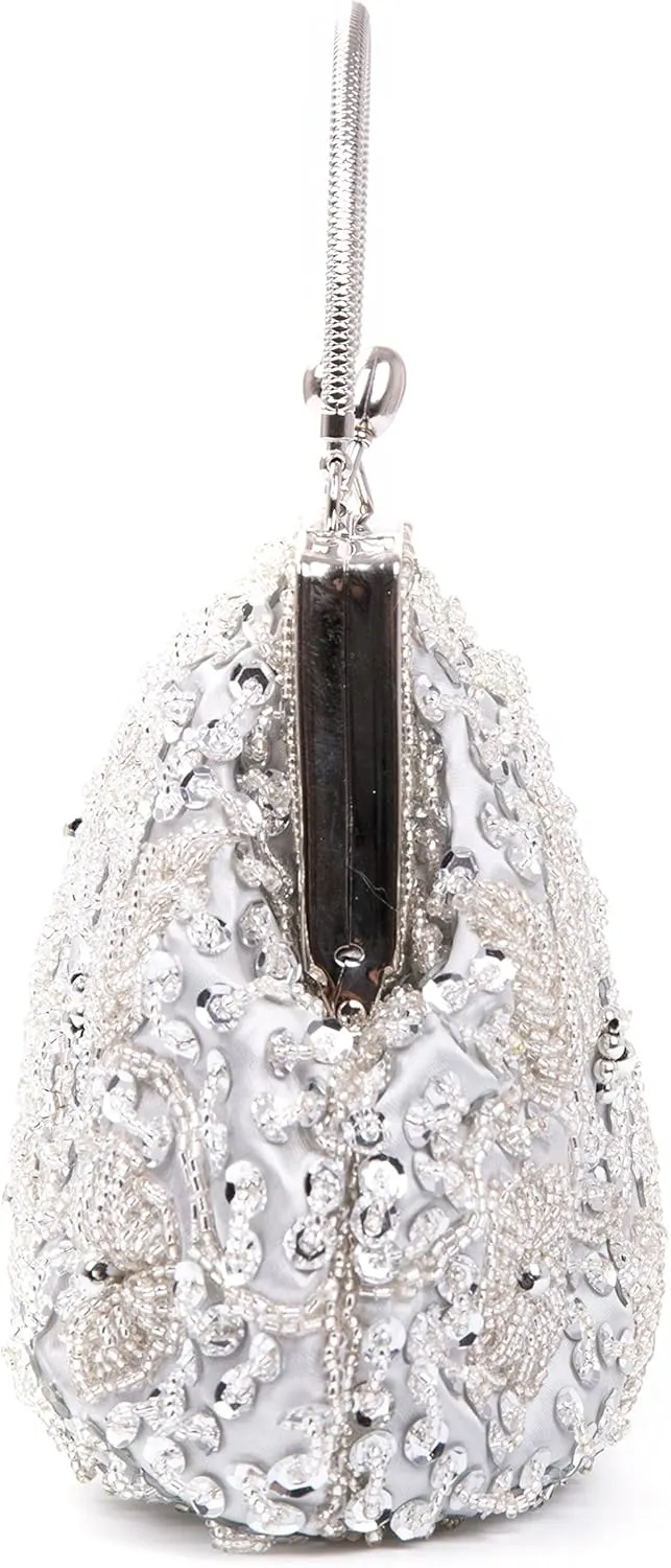 Women's Evening Handbags Vintage Beaded Sequin Design Clutch Purse for Wedding