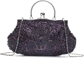 Women's Evening Handbags Vintage Beaded Sequin Design Clutch Purse for Wedding