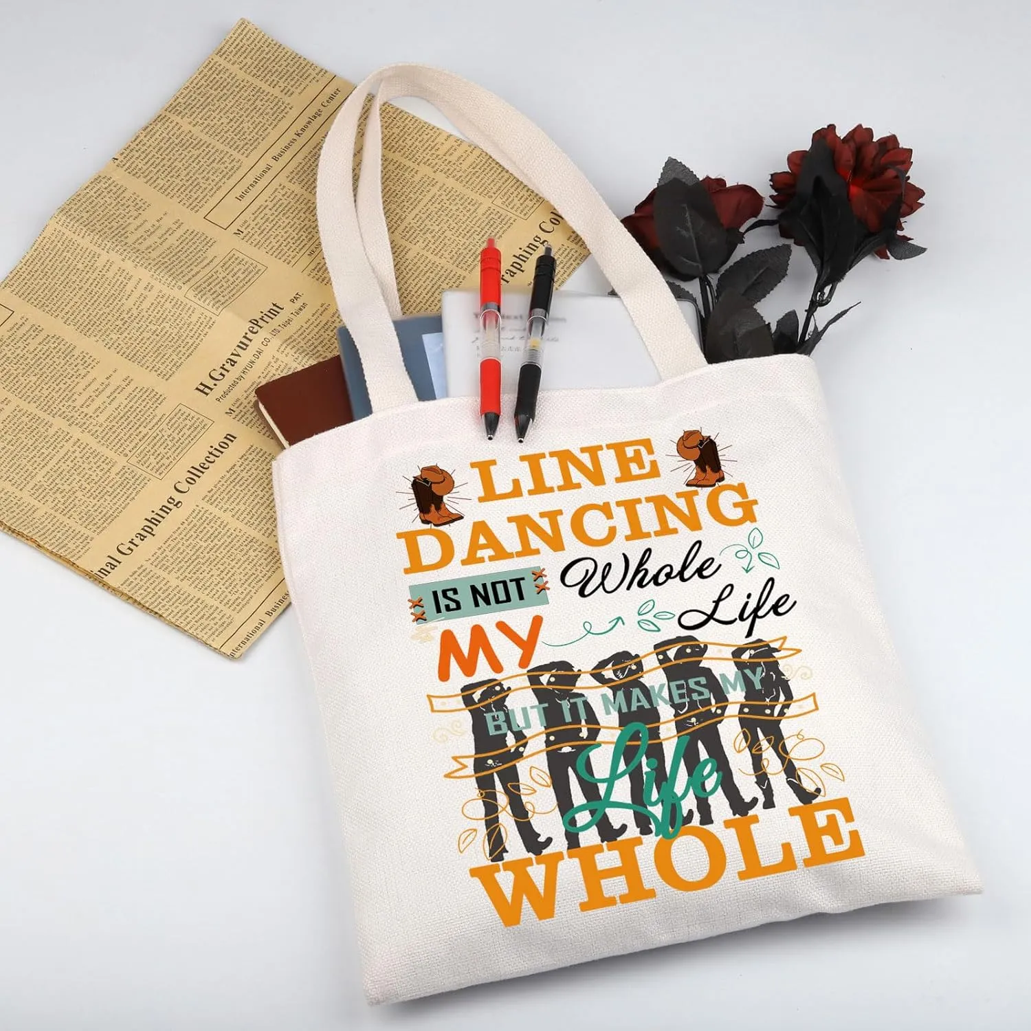 WSNANG Line Dancing Gift Choreography Dance Tote Bag Line Dancer Shoulder Bag Line Dance Teacher Shopping Bag